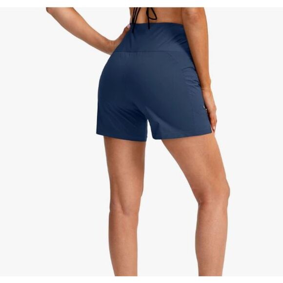 NEW G Gradual Women’s High Waist Swim Shorts Blue XXL NWT Pockets Liner - Picture 2 of 6